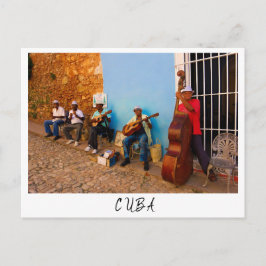 Banda callejera en Trinidad, postal en Cuba