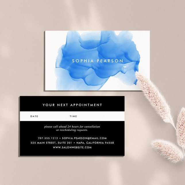 Banda de acuarela azul cobalto | Tarjeta de cita (Subido por el creador)