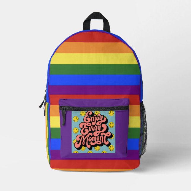 banda de bandera arco iris con mochila positivista (Anverso)