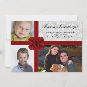 Banda de cinta roja, tarjeta de saludo de vacacion