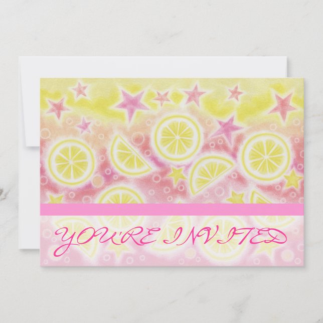 Banda de invitación "Estás invitado" rosa de Lemon (Anverso)