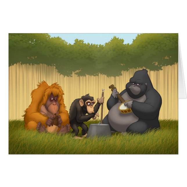 Banda de jarro de la tarjeta de los monos (espacio (Anverso (Horizontal))