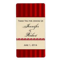 Banda de marfil de raya roja con etiqueta de vino 