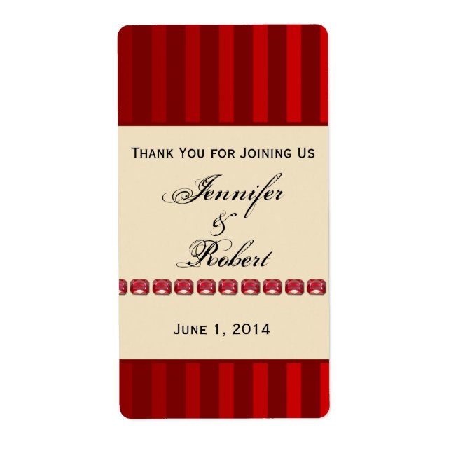 Banda de marfil de raya roja con etiqueta de vino  (Frente)