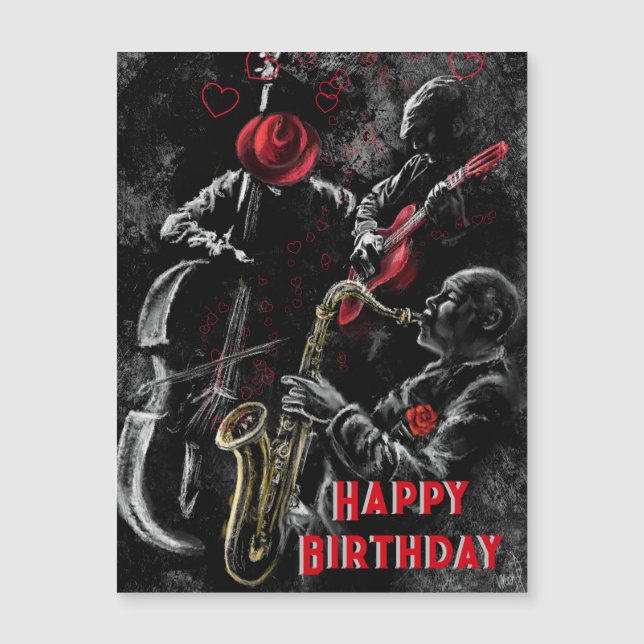 Banda de música de jazz Happy Birday Card (Anverso)