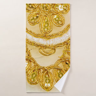 Banda dorada de encaje amarillo. Textura de fondo,