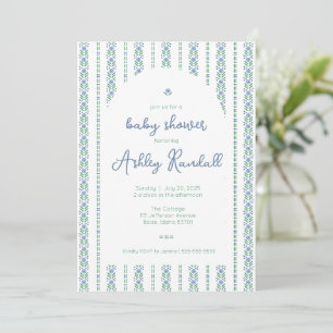 Banda floral folclórica- Azul- Invitación a Baby S