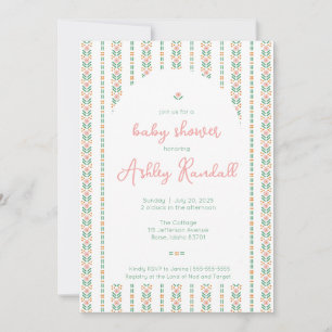 Banda floral folclórica- Rosa- Invitación a Baby S