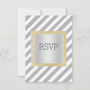 Banda gris con tarjeta de respuesta rsvp purpurina