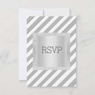 Banda gris con tarjeta rsvp purpurina plateado