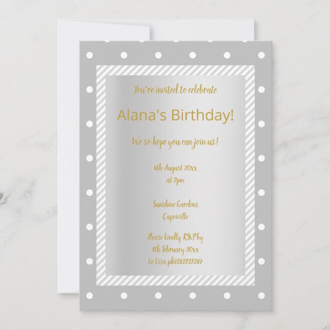 Banda gris plateada elegante invitaciones para fie (Anverso)