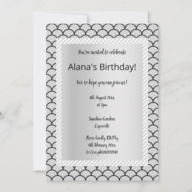 Banda gris plateada Invitaciones a la fiesta de la (Anverso)