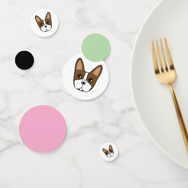 Banda marrón Bulldog francés mesa de cara confetti (Grupo)