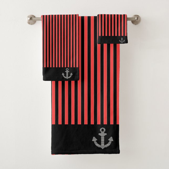 Banda nautical Red Black Stripe Anchor (In situ)
