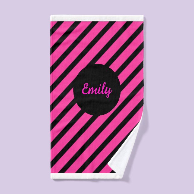 Banda negra y rosa Toalla de bolas monográficas (Toalla de mano)