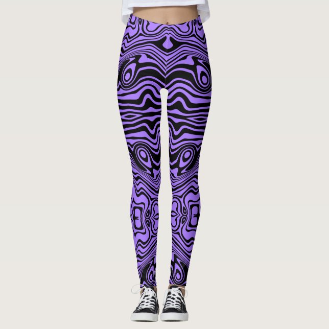 Banda ondulada Black Purple Leggings o Elegir colo (Anverso)