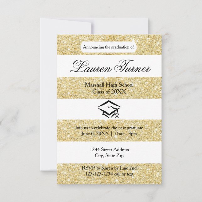 Banda Purpurina Faux Gold - Invitación 3x5 Grad (Anverso)
