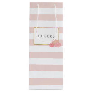 Banda rosada y Bolsa de vinos personalizada Peony