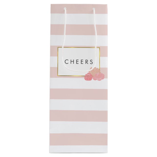Banda rosada y Bolsa de vinos personalizada Peony (Anverso)