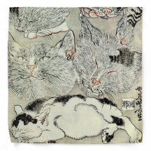 猫, 暁 斎 gatos, Kyōsai, Ukiyo-e