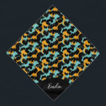 Bandana Animales Cheetah Imprimir manuscrito Verde azulado<br><div class="desc">Nombre de Mascota corto Bandana con impresión animal</div>