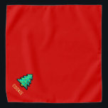 Bandana Árbol de Navidad 8 bits Pixel Art Red Funny Nombre<br><div class="desc">Árbol de Navidad de arte de píxel con nombre para personalizar.</div>