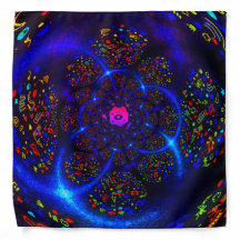 Arte fractal cósmico neón azul negro