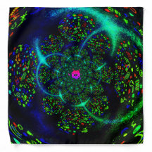 Arte fractal cósmico verde neón negro