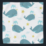 Bandana Ballenas Blues Y Starfish<br><div class="desc">Patrón perfecto con ballenas azules y pez estrella.</div>