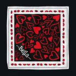 Bandana Banda del Día de San Valentín Nombre Mascota de co<br><div class="desc">Dulce bandana del Día de San Valentín. Personalice con el nombre de sus mascotas. Corazones rojos en negro con chicas</div>