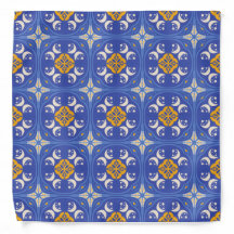 Blue and gold patterned geometric 
