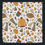 Bandana Caída única deja calabazas de cosecha de otoño<br><div class="desc">Caída única mascota de Acción de Gracias bandana o bandana para personas con un patrón dibujado a mano con un suéter naranja, bufanda cálida, manta acogedora, hojas de otoño, mochila, café con especias de calabaza, vino a la parrilla, tarta de calabaza, velas de otoño, gorra caliente, calabaza, flores de otoño,...</div>