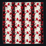 Bandana Carnación elegante de franjas florales blancas roj<br><div class="desc">Hermoso y gráfico patrón de claveles de colores. Esta elegante obra de arte se ha hecho con una antigua postal fotográfica y ha sido cuidadosamente editada digitalmente para realzar su belleza. Descubre otros hermosos accesorios florales en mi tienda FLOWER POWER!</div>