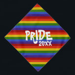 Bandana Clásico orgullo de rayas arcoiris 2023<br><div class="desc">Este bandana presenta un arcoiris clásico. El texto,  'PRIDE 20xx',  se puede personalizar.</div>