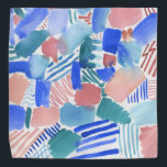 Bandana con patrones abstractos divertidos<br><div class="desc">Patrón abstracto divertido usando blues cálido complementario y verde azulado con rosados de coral. No pensé,  solté mi pincel y creé este divertido patrón. Ofrece un aspecto único,  no lo encontrará en ningún otro mascotas :)</div>