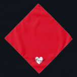 Bandana Corazón rojo minimalista ・ Nombre para personaliza<br><div class="desc">Un simple corazón rojo con la hermosa tipografía de Meddon.</div>