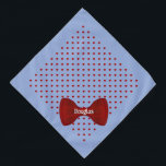 Bandana Corazones rojos Cortan Bow Tie Mascota personaliza<br><div class="desc">Azul Oxford,  salpicado de corazones rojos,  y terminado con una corbata de arco a juego...  personalizado con el nombre de tu mascota. El color de fondo,  el estilo de texto,  el tamaño y el color se pueden cambiar mediante el menú de edición.</div>