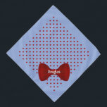 Bandana Corazones rojos Cortan Bow Tie Mascota personaliza<br><div class="desc">Azul Oxford,  salpicado de corazones rojos,  y terminado con una corbata de arco a juego...  personalizado con el nombre de tu mascota. El color de fondo,  el estilo de texto,  el tamaño y el color se pueden cambiar mediante el menú de edición.</div>