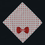 Bandana Corazones rojos cortan el compás de amarre Mascota<br><div class="desc">Los corazones rojos se espolvorearon sobre un lienzo gris, terminaron con una linda corbata de arco, y personalizados con el nombre de tu mascota. Rellene la plantilla para agregar el nombre de su mascota o quite la opción de nombre por completo, según lo que prefiera. Se puede cambiar el color...</div>