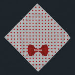 Bandana Corazones rojos cortan el compás de amarre Mascota<br><div class="desc">Los corazones rojos se espolvorearon sobre un lienzo gris, terminaron con una linda corbata de arco, y personalizados con el nombre de tu mascota. Rellene la plantilla para agregar el nombre de su mascota o quite la opción de nombre por completo, según lo que prefiera. Se puede cambiar el color...</div>