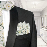 Bandana Creamy White Peony Wedding Sage Pocket Square<br><div class="desc">A wedding pocket square featuring a watercolor painted creamy white peony floral arrangement with a sage green background to match the wedding neck tie of the same name.</div>