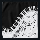 Bandana Diseño musical de teclado de piano<br><div class="desc">Teclado clásico blanco y negro con un toque curvo. Las notas musicales agregadas le dan un aspecto festivo.</div>