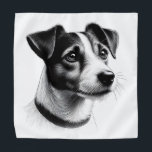 Bandana Drawing of Jack Russell Terrier<br><div class="desc">Black and white drawing of a Jack Russell Terrier. Big eyes,  wet nose and half-hanging ears. Just as you would expect a cute little friend to look.</div>