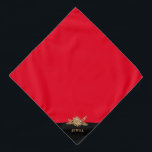 Bandana Flores doradas de lujo personalizadas Elegante y e<br><div class="desc">Lujoso ornamento floral con un nombre que personalizar para el más rico (buen) chica de la historia! Colores principales de esta plantilla: negro,  blanco y dorado (se utilizan tintas regulares,  no metálicas).</div>