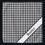 Bandana Gato de perro dorado negro y blanco personalizado<br><div class="desc">Banda Mascota de escúfalo blanco y negro personalizada. Añade tu nombre de mascota.</div>