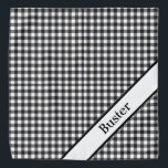 Bandana Gato de perro dorado negro y blanco personalizado<br><div class="desc">Banda Mascota de escúfalo blanco y negro personalizada. Añade tu nombre de mascota.</div>