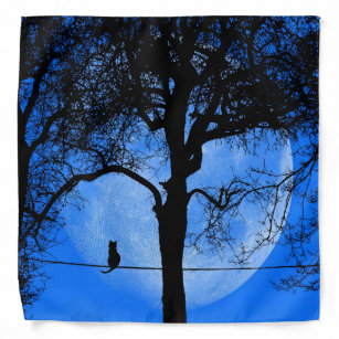 Bandana Gato en una luna azul con cable