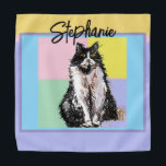 Bandana Gato Tuxedo Pastel Gatos Mujeres Pastel Chicas Mas<br><div class="desc">Cute Tabby Cat Pastel Colores de Lavanda Púrpura Patrón Niños Chicas/Cocina Apron,  con un nombre totalmente personalizable. Diseñado desde mi ilustracion original de gatos.</div>