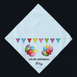 Bandana Globos de cumpleaños coloridos - es mi cumpleaños<br><div class="desc">El original ilustracion personalizado de Destei de globos de cumpleaños coloridos en la paleta de colores rojo, verde, rosa, amarillo, azul y morado. También hay un colorido cartel encima de los globos. El color de fondo es azul claro. Un área de texto personalizable dice: "¡Es mi cumpleaños!" mientras que en...</div>