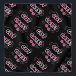 Bandana ¿Gracioso Tiene Gatos? en rosa y negro<br><div class="desc">¡Una buena manera de expresar que eres una persona gata! Disponible en azul y rosa con huellas de pata,  pescado en línea de pesca todo en negro.  Perfecto para el amante de los gatos en su vida!</div>